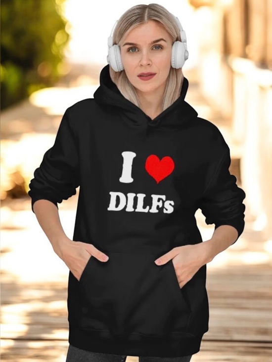 Port Authority Tops - I ❤️ DILFs Jet Black Hoodie